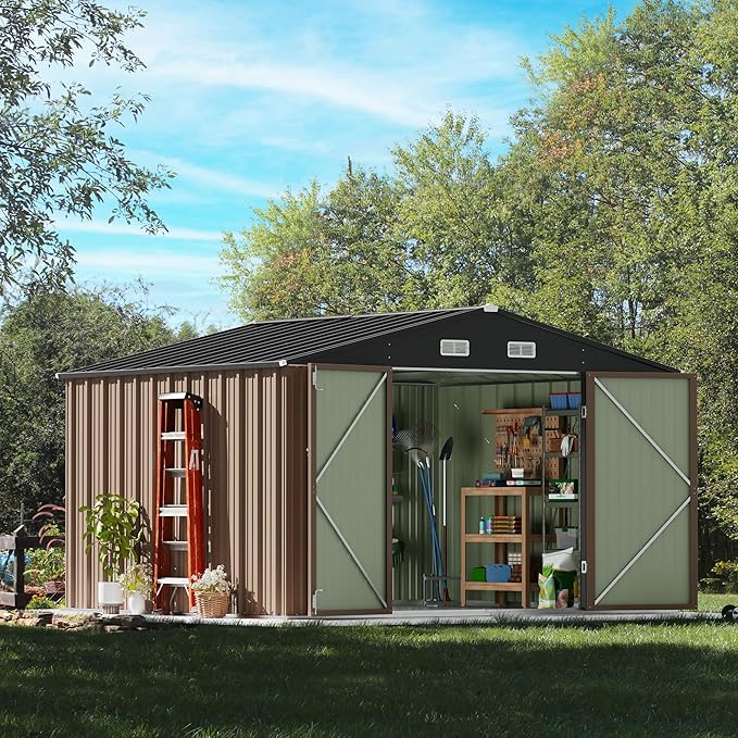 Devoko 10 x 8 FT Outdoor Storage Shed, Metal Garden Sheds & Outdoor Storage - Image 3