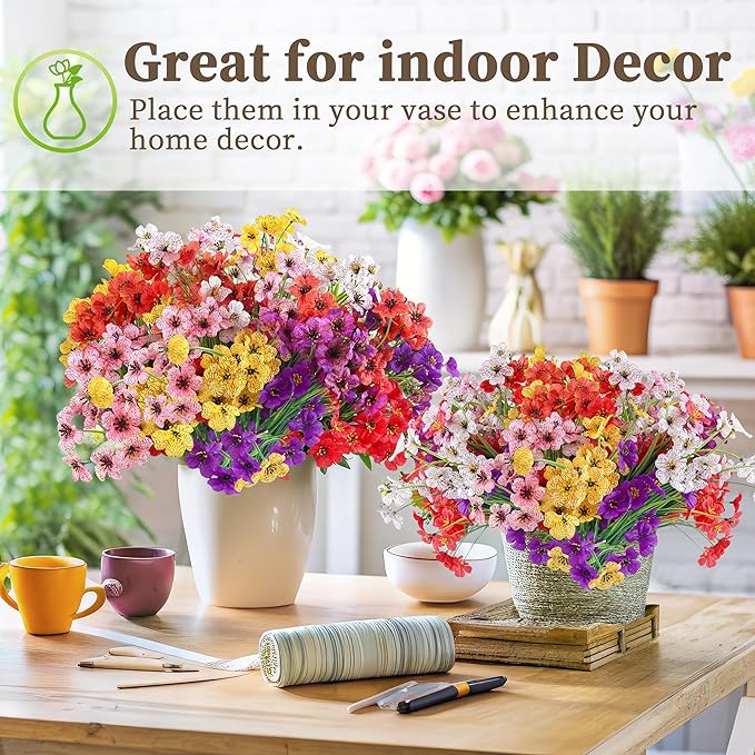 24 Bundles Artificial Flowers for Outdoors/Indoors, Fake Flowers Plants for - Image 8