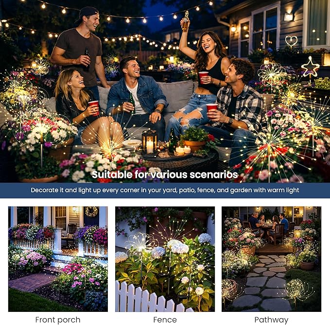 Solar Lights Outdoor, 120LED 4pack Fairy Garden Lights Decor - Image 2