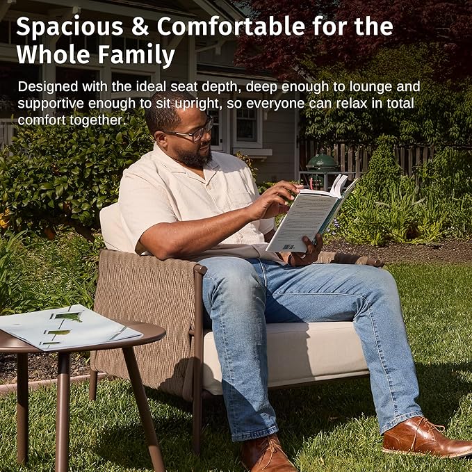East Oak 3-Piece Patio Furniture Set | Armchairs & Coffee Table | Outdoor - Image 6