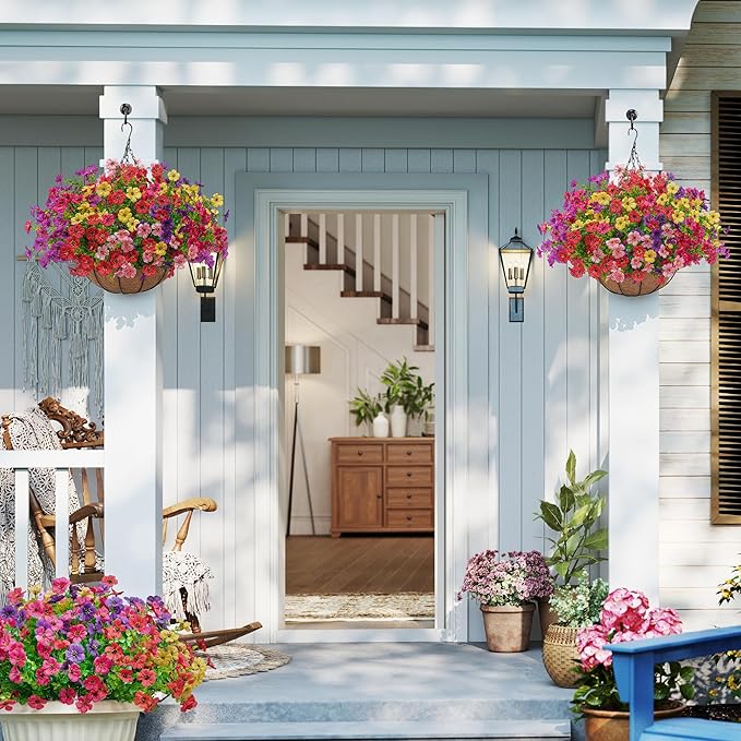 Artificial Faux Hanging Plants Flowers Basket - Image 7