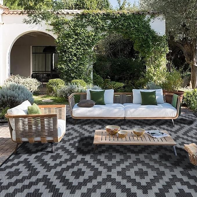 SAND MINE Waterproof Outdoor Rug 9x12 ft, Plastic Reversible Rug, Modern Area - Image 7