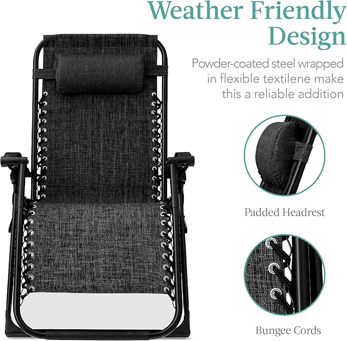 Best Choice Products Oversized Zero Gravity Chair, Folding Outdoor Patio - Image 5