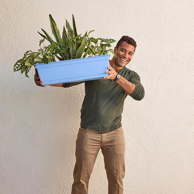 Bloem Dayton 24" Ocean Blue Recycled Plastic Rectangle Window Box Planter - Image 2