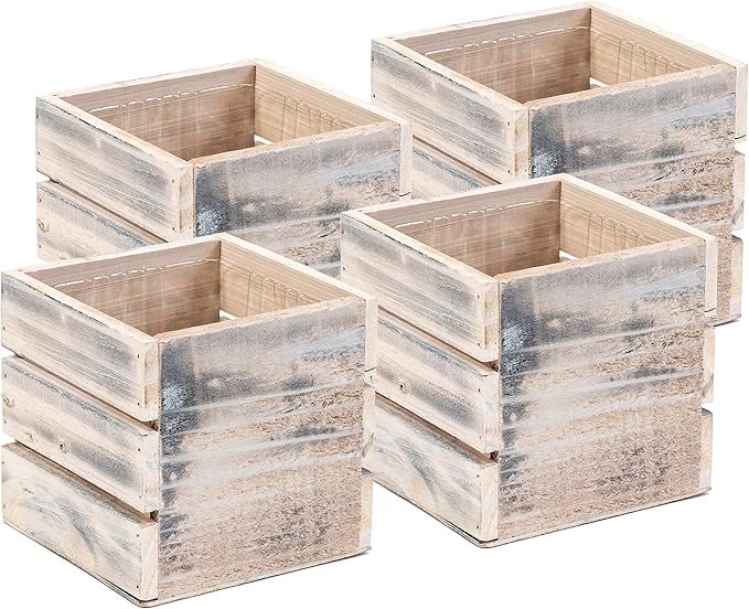 Wood Planter Box with Wine Crate Styled, 5 Inch Square, Plastic Liner, Garden by Unknown