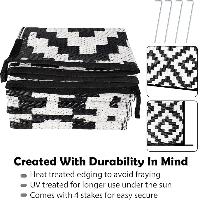 SAND MINE Waterproof Outdoor Rug 6x9 ft, Reversible Mats, Modern Area Rug - Image 4