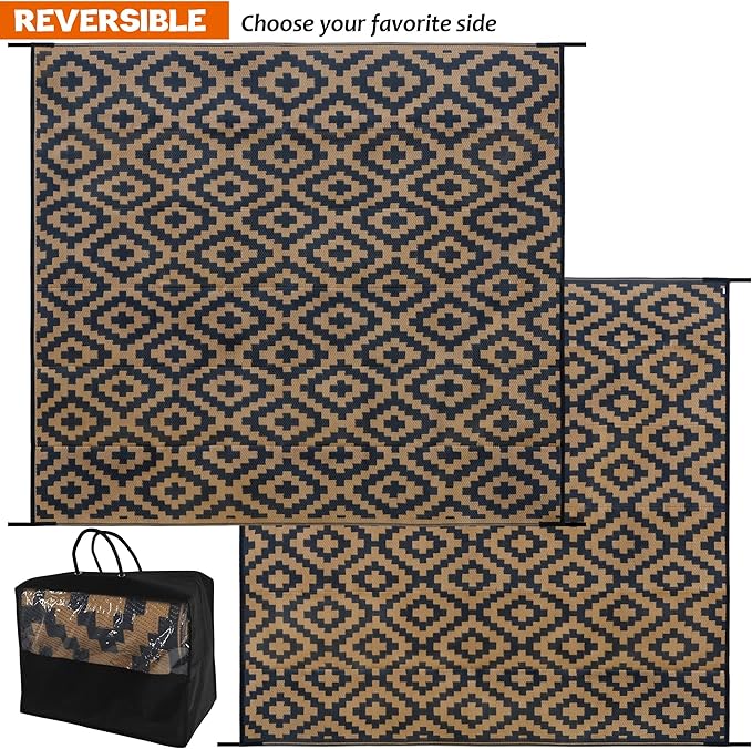 SAND MINE Reversible Mats, Plastic Straw Rug, Modern Area Rug, Large Floor Mat - Image 3