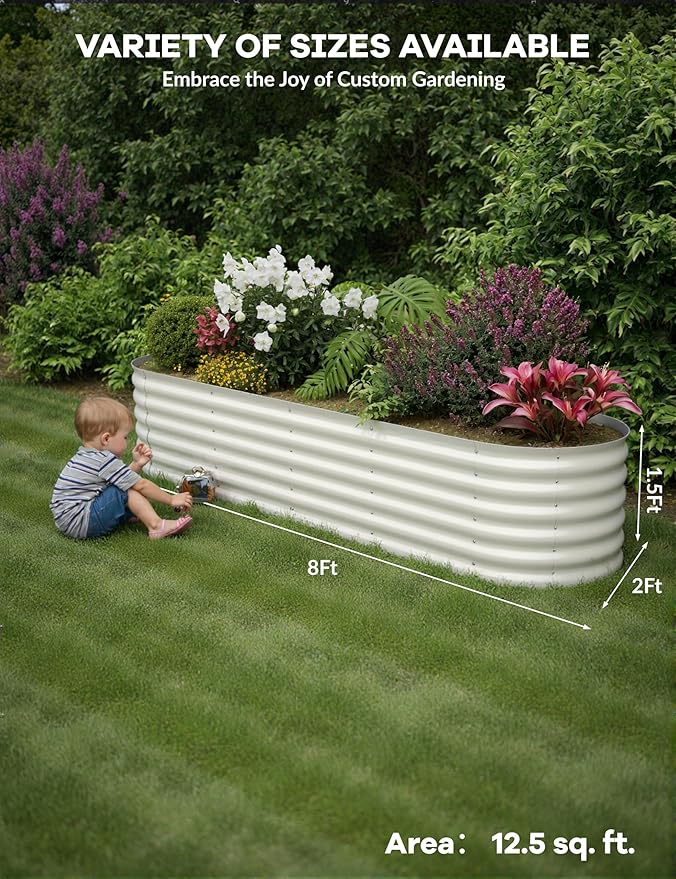 2 Pcs Raised Garden Beds Outdoor 8x2x1.5 ft - Image 2