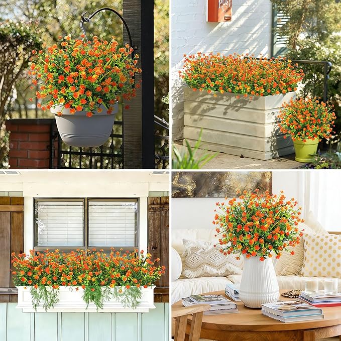 20 Bundles Artificial Flowers for Outdoors Fake Plastic Flowers UV Resistant - Image 6