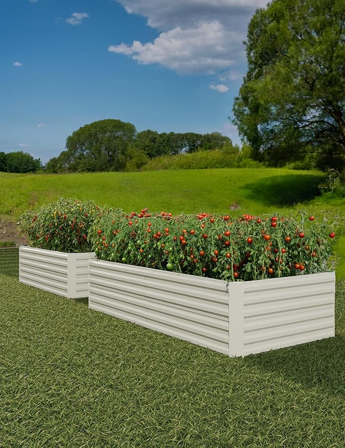 CABIHOME 2 Pcs 8x4x2 Ft Galvanized Raised Garden Bed, Deep Root Planter Box by CABIHOME