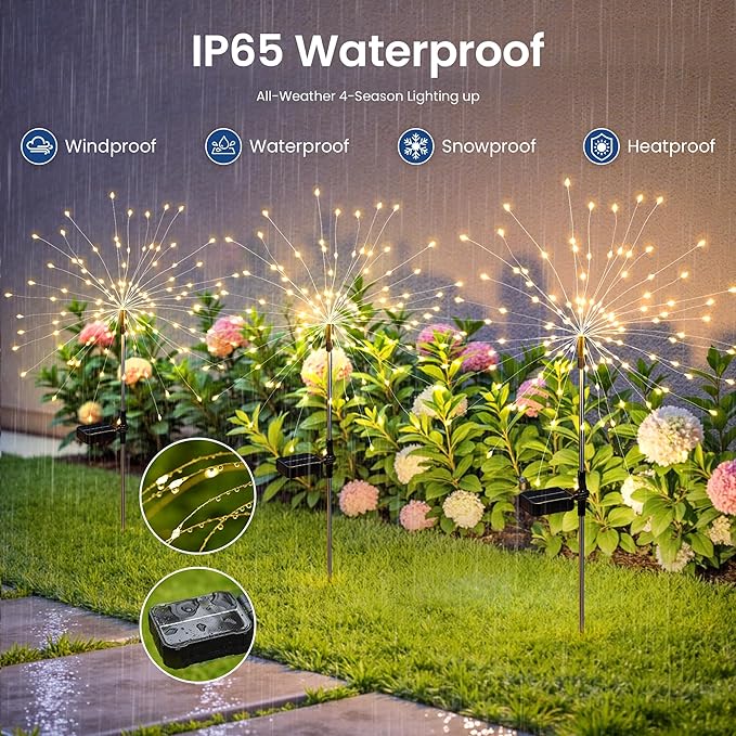 Solar Lights Outdoor, 120LED 4pack Fairy Garden Lights Decor - Image 6