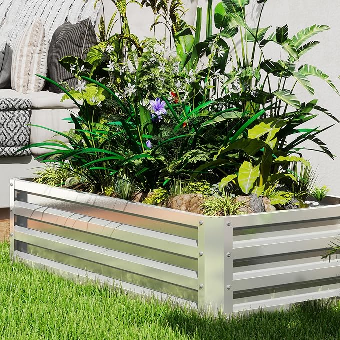 Outsunny Galvanized Raised Garden Bed, - Image 8