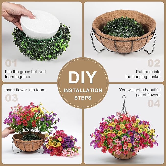 Artificial Faux Hanging Plants Flowers Basket - Image 6