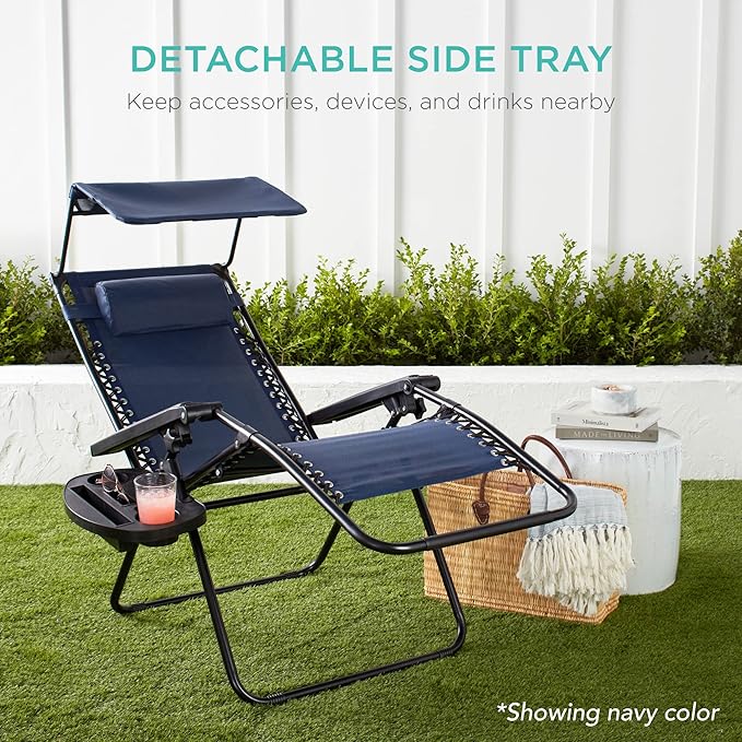 Best Choice Products Folding Zero Gravity Outdoor Recliner Patio Lounge Chair - Image 7