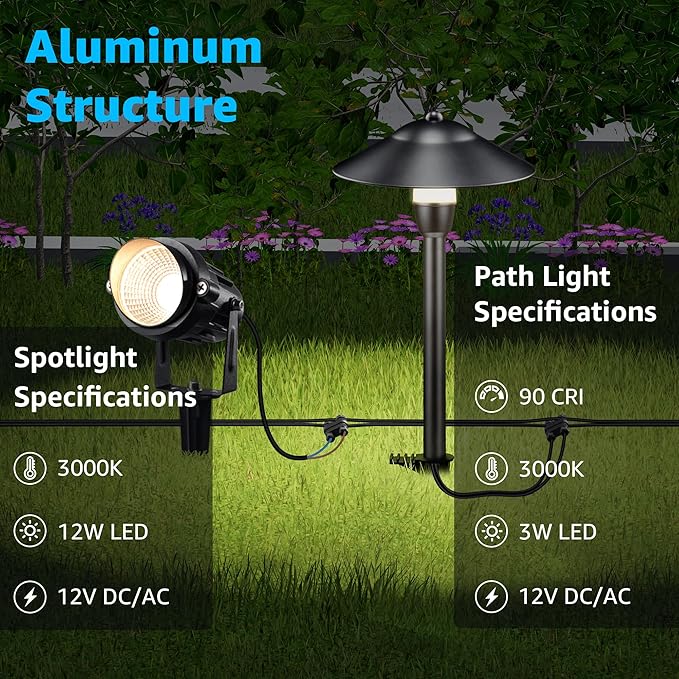 SUNVIE LED Low Voltage Landscape Lighting 12V Landscape Lighting Kit - Image 2