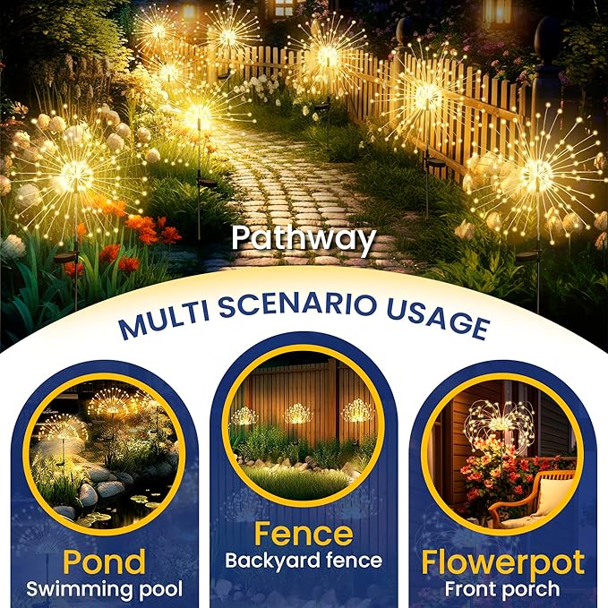 GIGALUMI Garden Decor Outdoor Lights 120LED 2Pack, Solar Garden Lights - Image 5