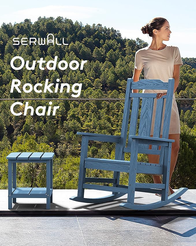 SERWALL Oversized Rocking Chair Set of 4 Outdoor, HDPE Outdoor Rocking Chair - Image 7