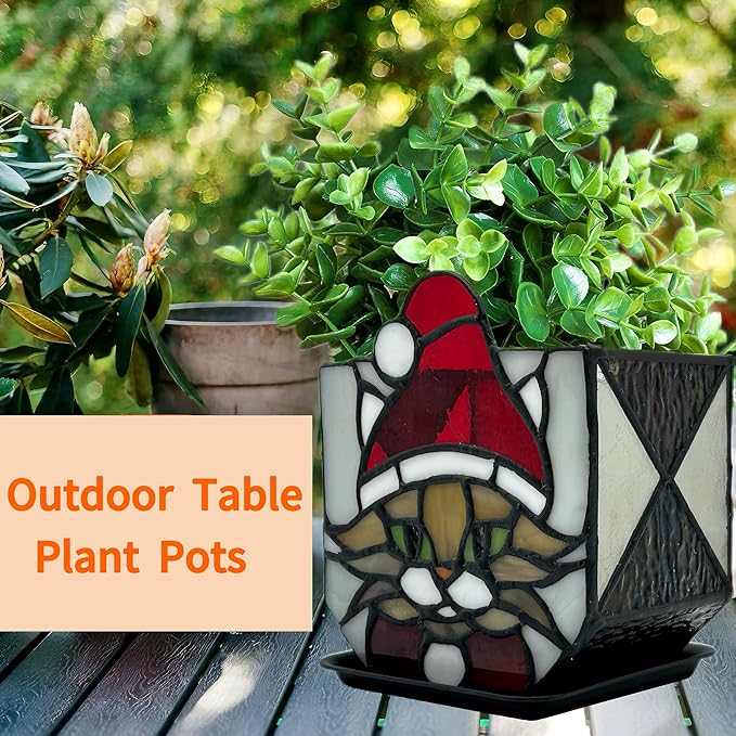 Stained Glass Christmas Cat Planter，Cute Planters - Image 6