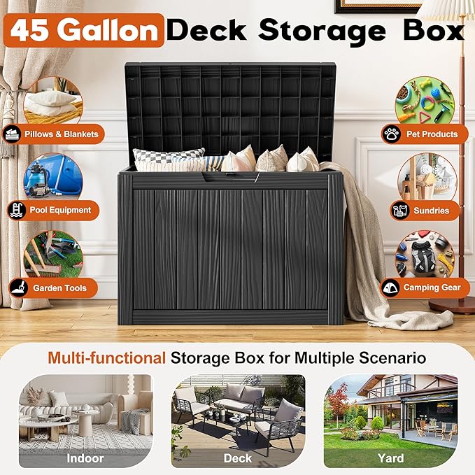 Outdoor Storage Box, Resin Deck Boxes Indoor and outdoor, Waterproof Storage - Image 3