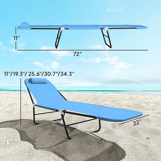 Outsunny Folding Chaise Lounge Chair, Pool Sun Tanning Chair, Outdoor Lounge - Image 3