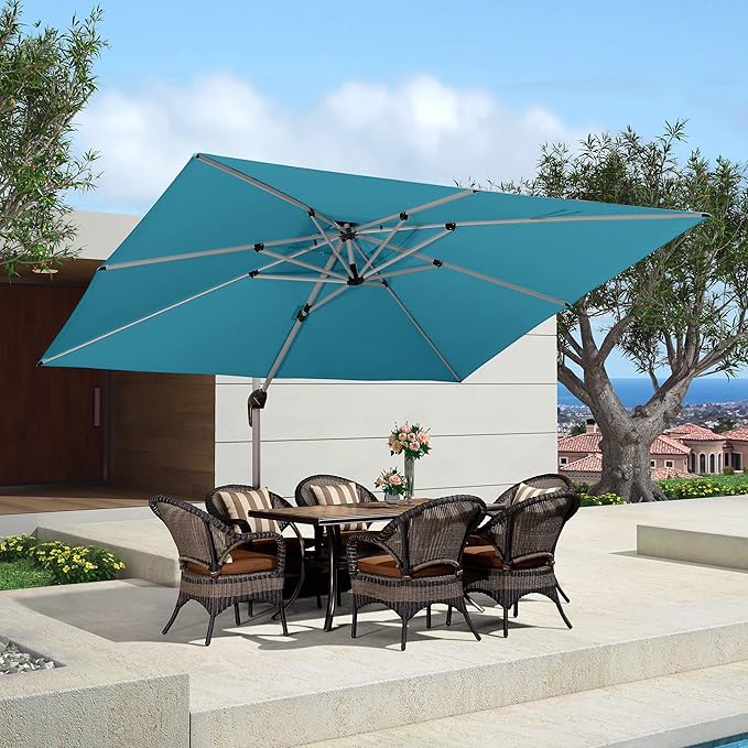 PURPLE LEAF 10' X 12' Patio Umbrella Outdoor Rectangle Umbrella Large by PURPLELEAF