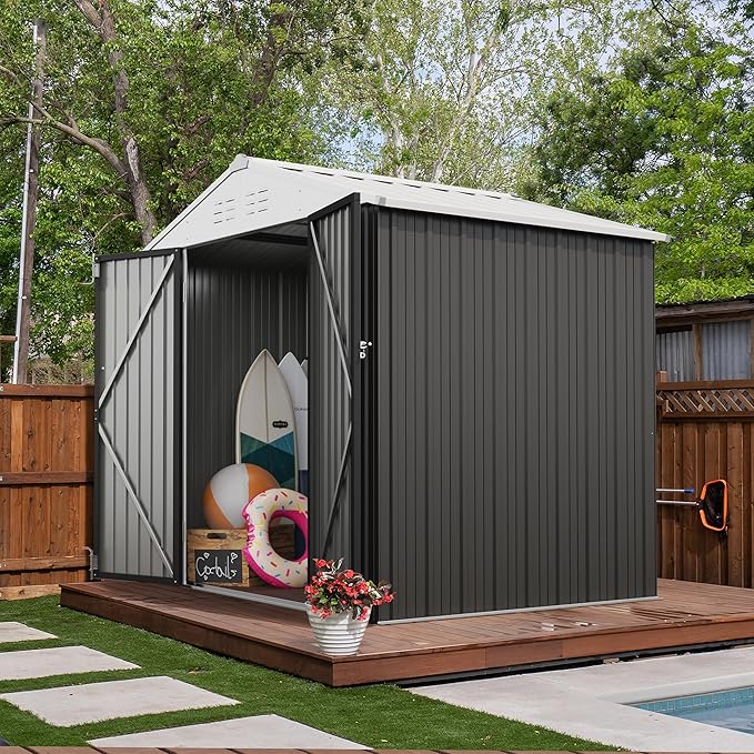 Devoko Outdoor Storage Shed 8 x 6 FT Lockable Metal Garden Shed Steel - Image 4