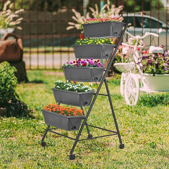 GENMOUS 5 Tier Raised Garden Bed Tall 45FT Vertical Elevated Garden Planter - Image 8