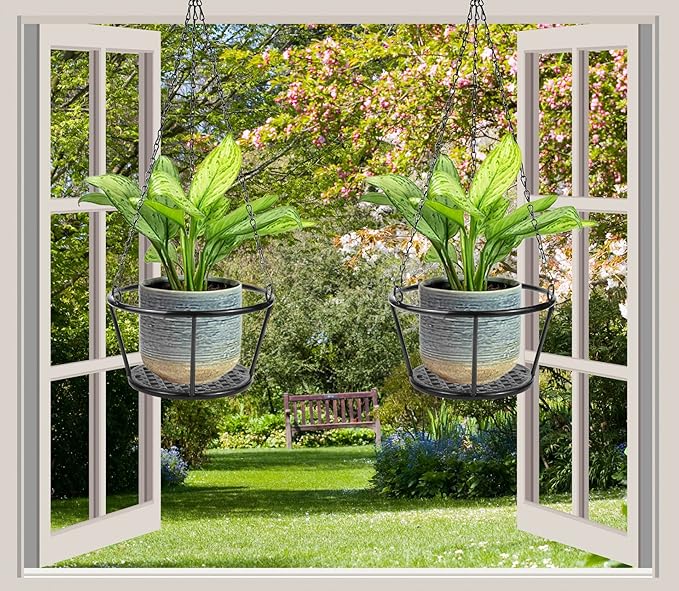 ARTORA 2 Pack Metal Plant Hanger, Modern Plant Hanging Basket Decorative Black - Image 6
