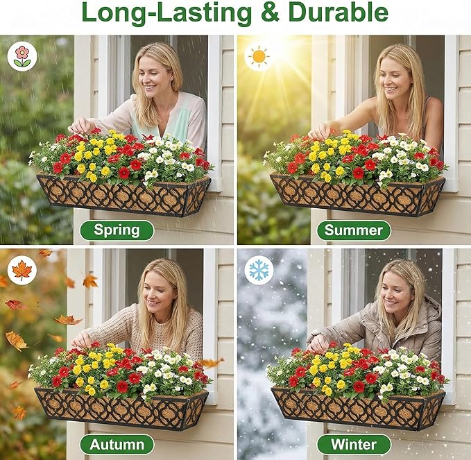 Y&M 24-Inch Window Planter Box 2Pcs Iron Deck Railing - Image 5