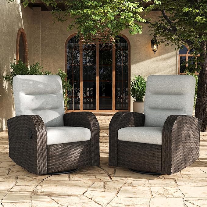 LayinSun Oversized Wicker Outdoor Swivel Glider Recliner by LayinSun