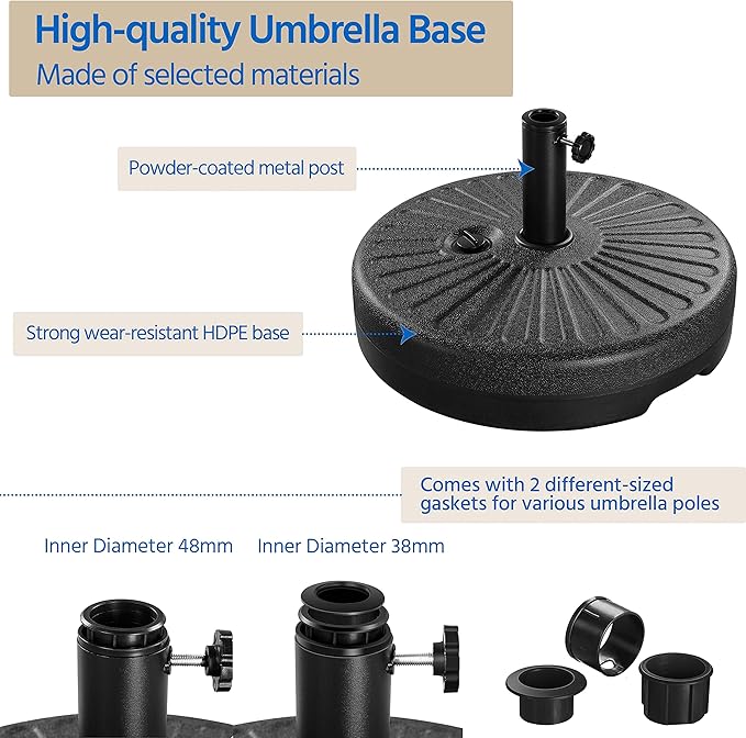Yaheetech Umbrella Base 85.7lbs Round Water & Sand Filled Patio Outdoor - Image 6
