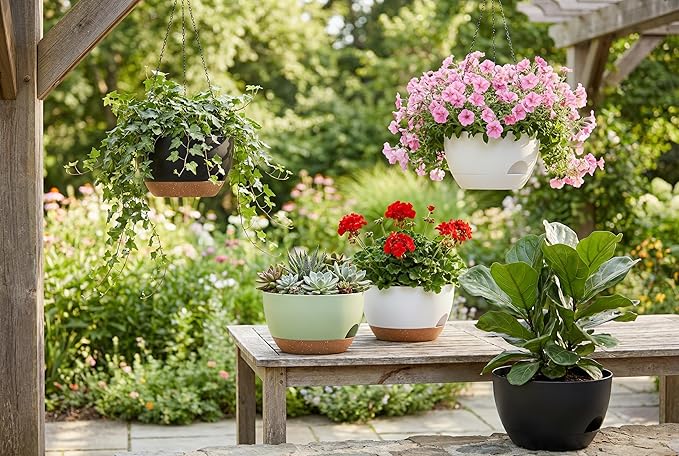 Hanging Planters 3-Pack, 8 Inch Self-Watering Hanging Pots - Image 5