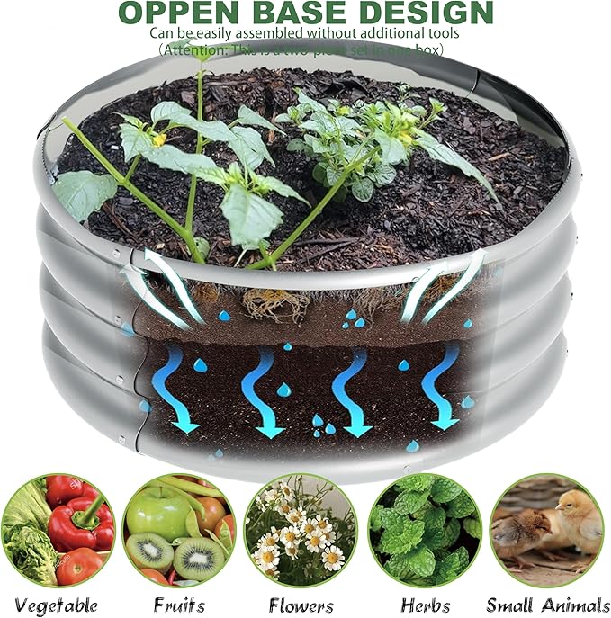2x2x1ft-3pcs-Oval Raised Garden Bed Kit, Galvanized Planter Garden Boxes Outdoor - Image 3