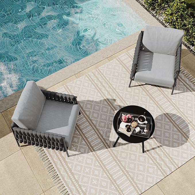 East Oak 3-Piece Patio Furniture Set | Armchairs & Coffee Table | Outdoor - Image 11