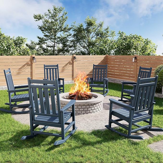 HDPE Rocking Chair Outdoor Set of 6 by Garvee