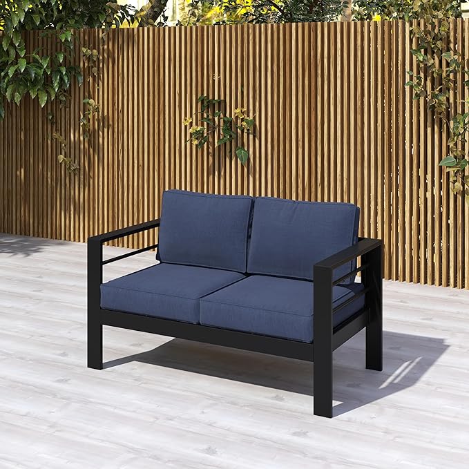 Kiss the Water Outdoor Patio Furniture Loveseat Sofa, All-Weather Metal - Image 9