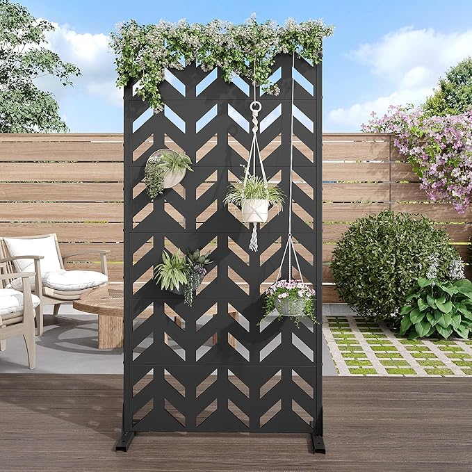 Casaphoria 72" H x 35" W Metal Privacy Screen, Outdoor Freestanding Decorative - Image 2