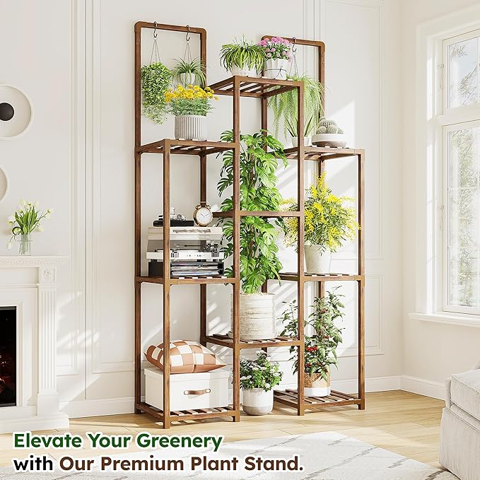 EnHomee Plant Stand Indoor Wood Plant Stand Outdoor Plant Shelves - Image 2