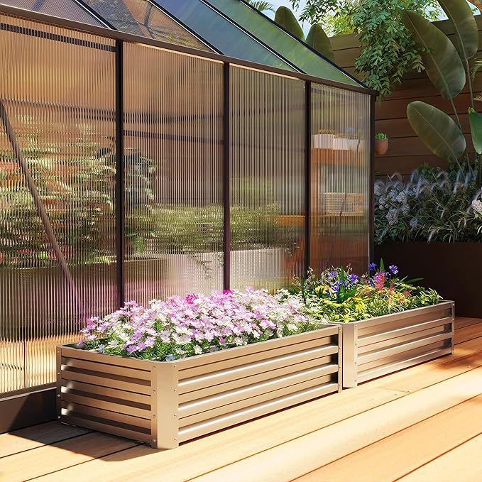 Outsunny Galvanized Raised Garden Bed, - Image 8