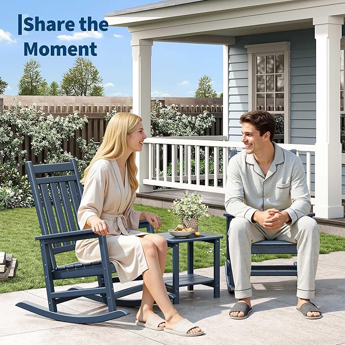 HDPE Rocking Chair Outdoor- Poly High Back Porch Rocker Chairs - Image 2