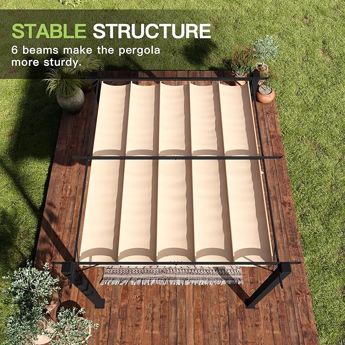 Aoxun 10'x12' Outdoor Pergola, Patio Aluminum Pergola - Image 5