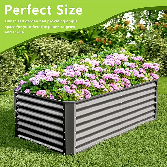 6x3x2FT Galvanized Raised Garden Bed, Galvanized Planter Boxes Outdoor - Image 5