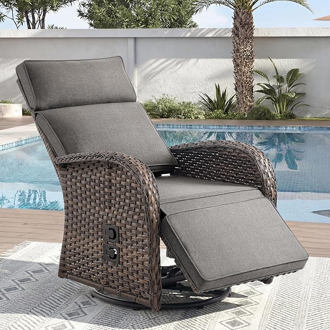 Zero Gravity Patio Swivel Rocking Recliner Chair by JelwalyPatioFurnitureSet