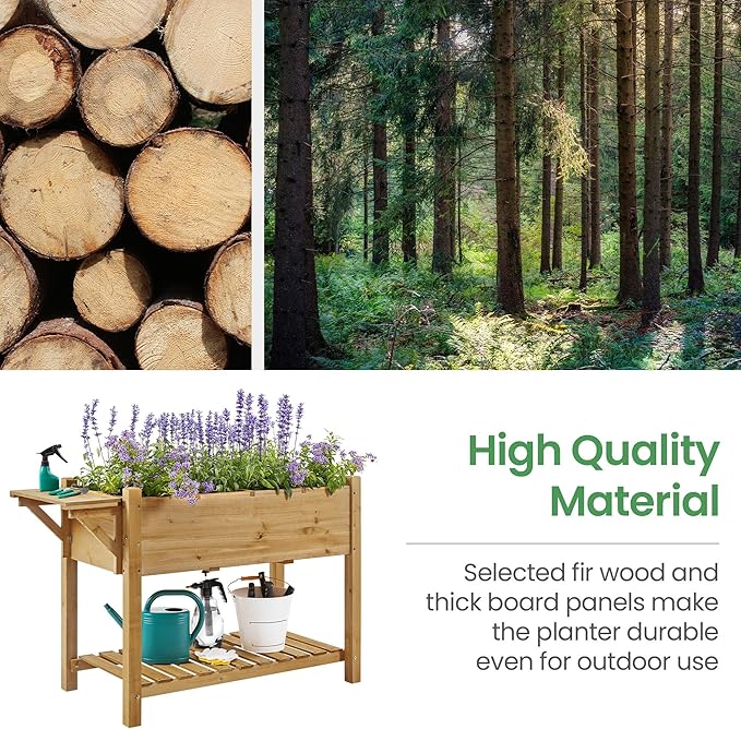 Yaheetech 49x22x32in 8 Pockets Horticulture Raised Garden Bed Elevated Wood - Image 7