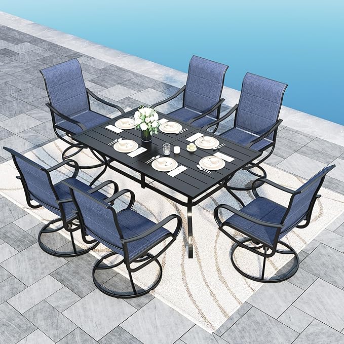 Sophia & William Patio Dining Set 7 Pieces Outdoor Metal Furniture Set by SophiaWilliam