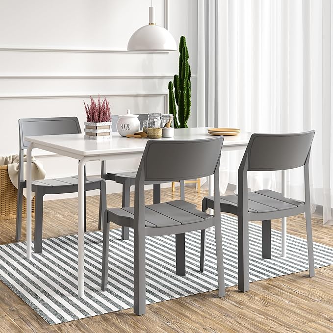 VECELO 4 Pack Stackable Dining Chairs, Plastic Patio Chairs - Image 3