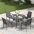 VICLLAX Patio Table and Chair Set of 4, All Weather Metal Round Outdoor Dining by HOME