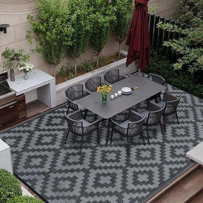 SAND MINE Waterproof Outdoor Rug 9x12 ft, Plastic Reversible Rug, Modern Area - Image 5