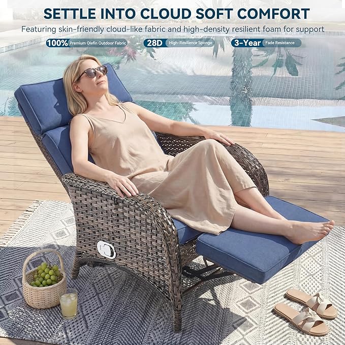Zero Gravity Wicker Patio Recliner Chairs Set of 2 - Image 3