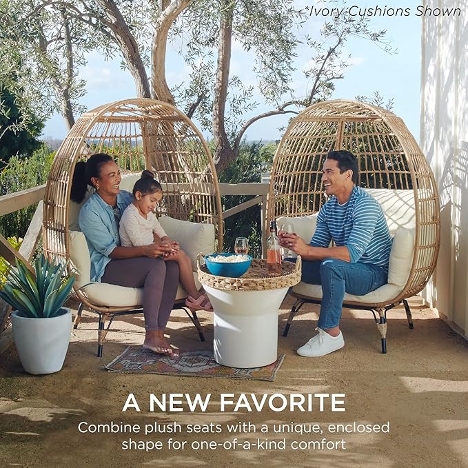 Best Choice Products Wicker Egg Chair, Oversized Indoor Outdoor Lounger - Image 2